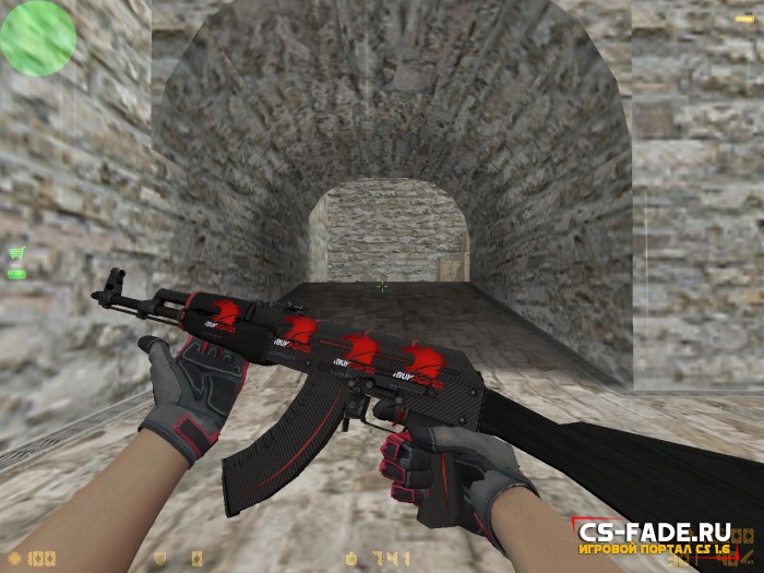 Модель AK-47 «Redline + Gloves + Stickers» для CS 1.6